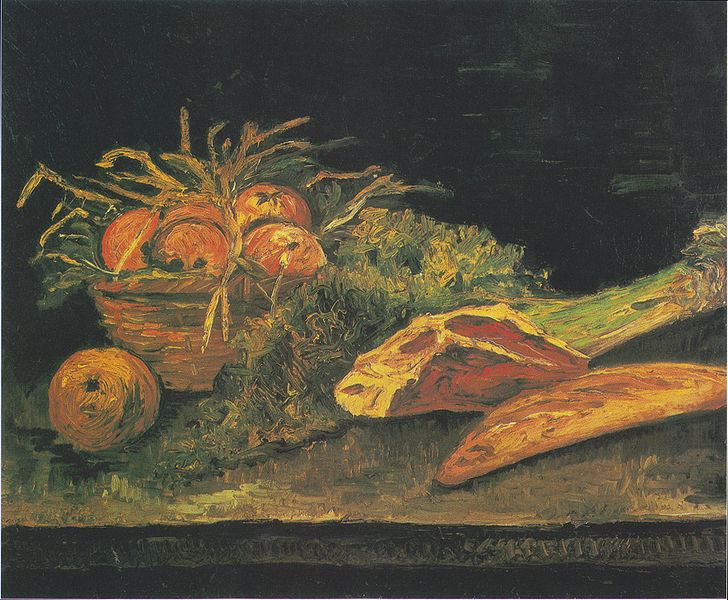 Still life with apple basket